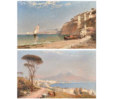 Arthur Joseph  Meadows | The Bay of Naples, Sorento, a pair