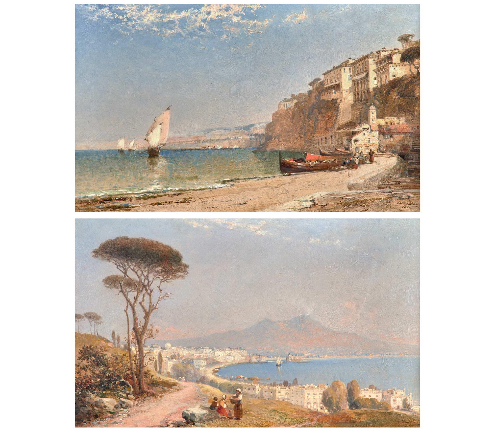 Arthur Joseph  Meadows | The Bay of Naples, Sorento, a pair